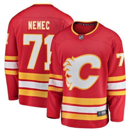 Simon Nemec Calgary Flames Fashion7 Home Breakaway Jersey - Red - Front View