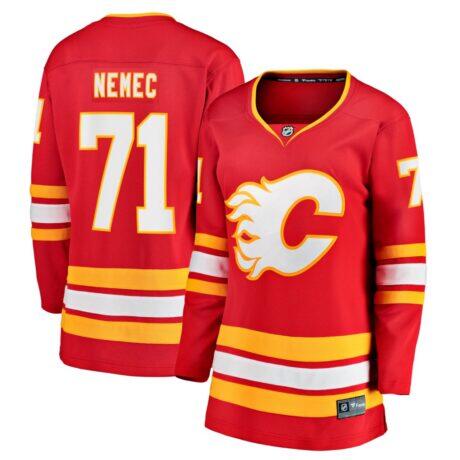 Simon Nemec Calgary Flames Fashion7 Women's Home Breakaway Jersey - Red - Front View