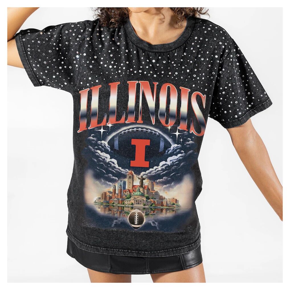 Illinois Fighting Illini Gameday Couture Women's Dream Big Washed Micro Rhinestone T-Shirt
