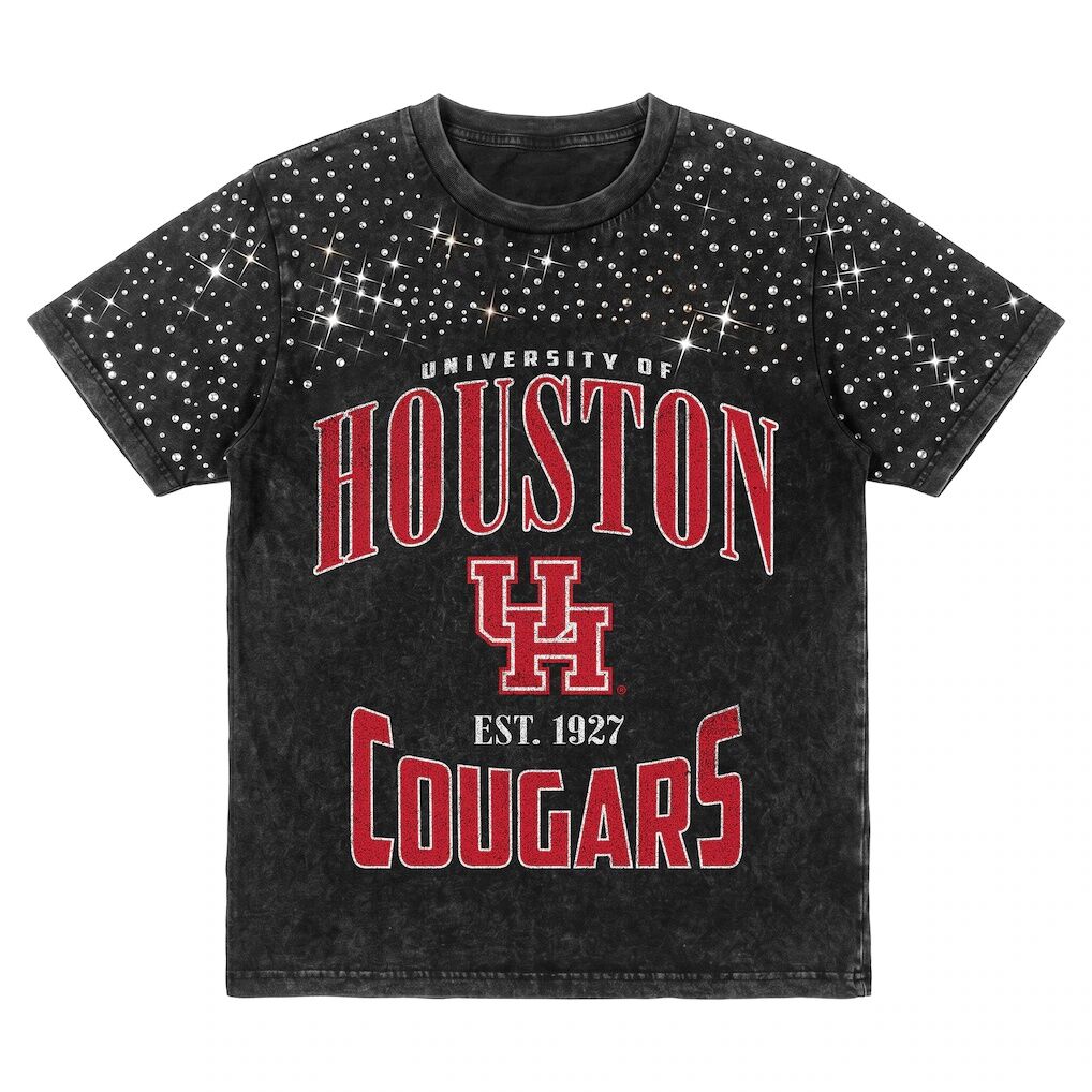 Houston Cougars Gameday Couture Women's In the Zone Washed Micro Rhinestone T-Shirt