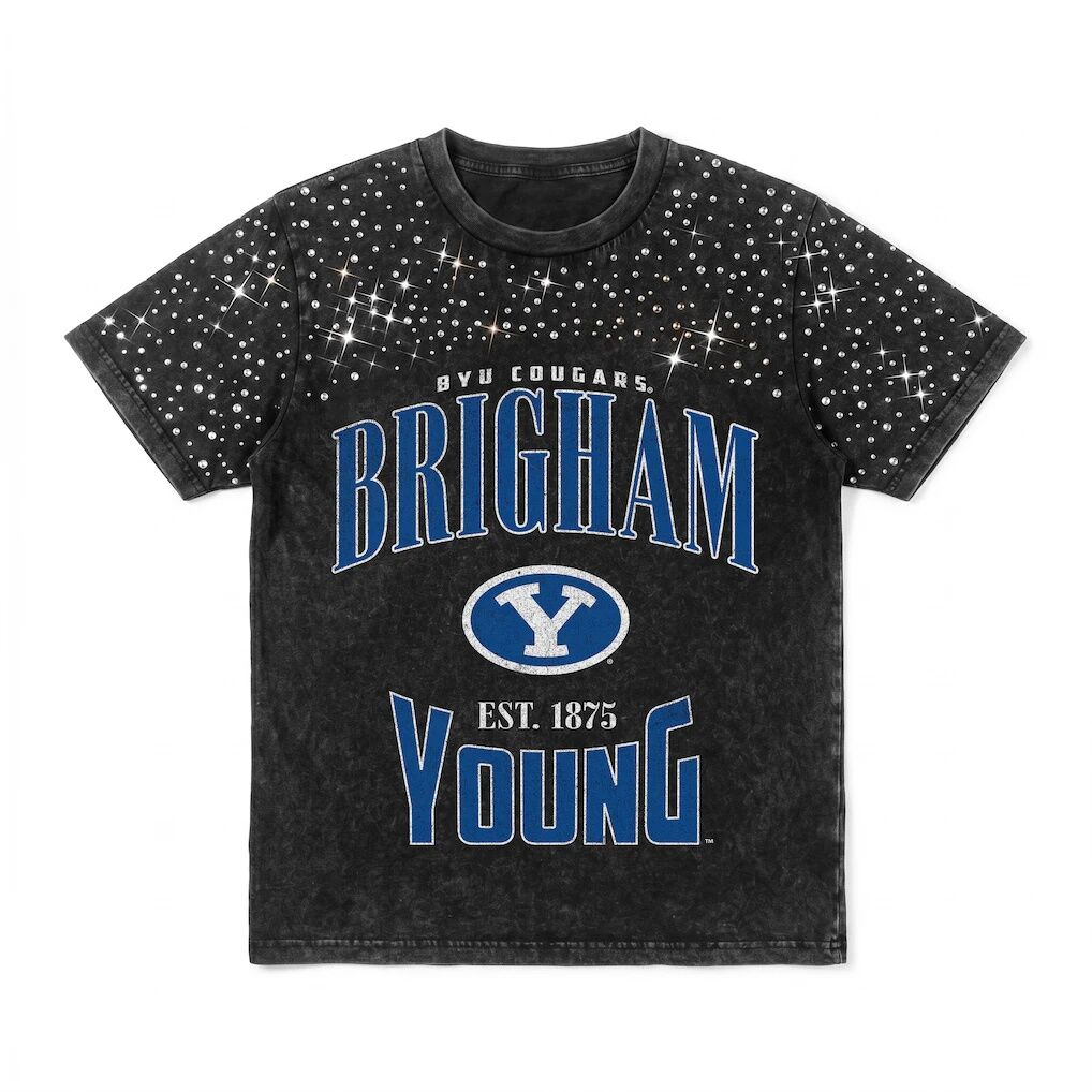 BYU Cougars Gameday Couture Women's In the Zone Washed Micro Rhinestone T-Shirt