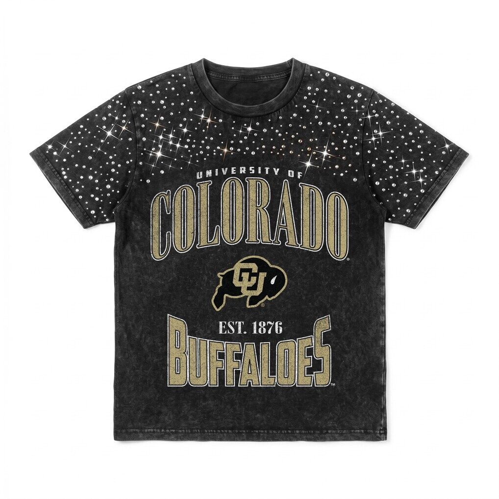 Colorado Buffaloes Gameday Couture Women's In the Zone Washed Micro Rhinestone T-Shirt