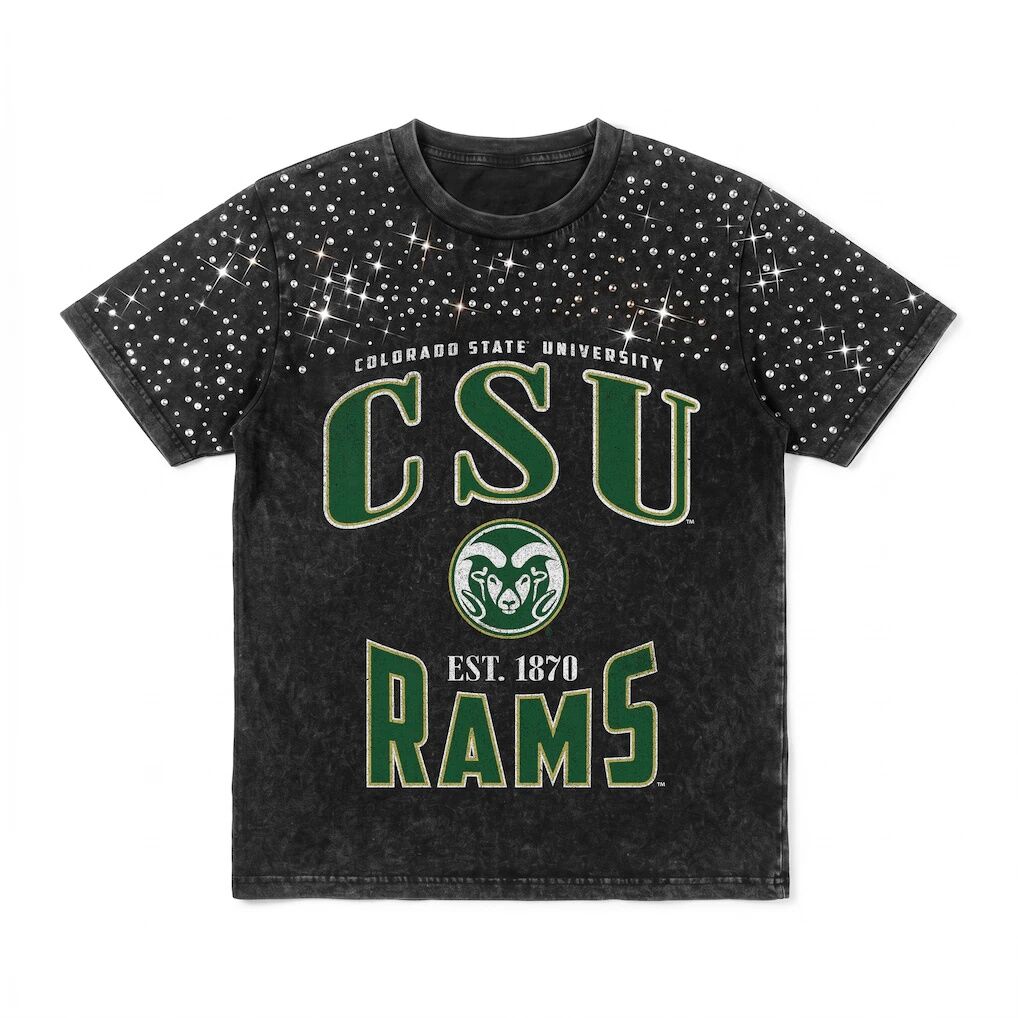 Colorado State Rams Gameday Couture Women's In the Zone Washed Micro Rhinestone T-Shirt