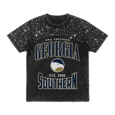 Georgia Southern Eagles Gameday Couture Women's In the Zone Washed Micro Rhinestone T-Shirt - Black - Front View