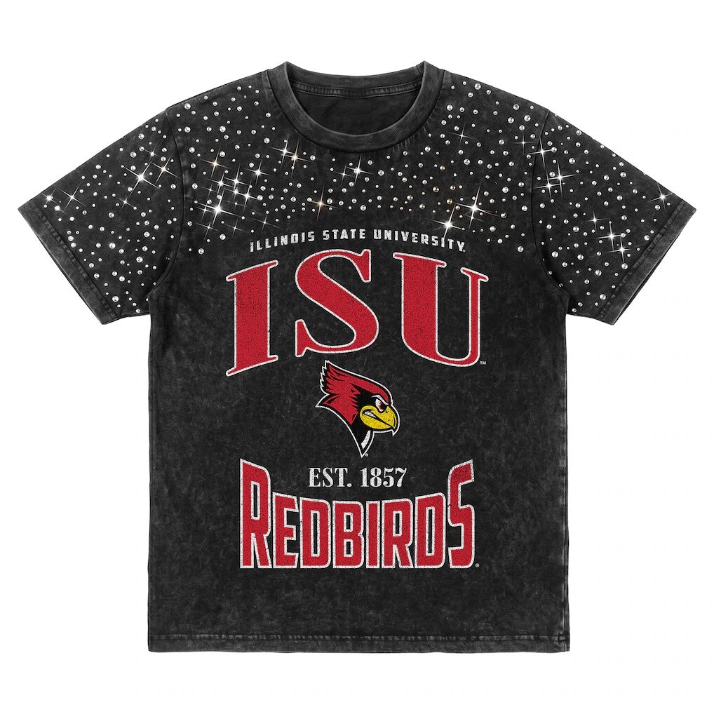 Illinois State Redbirds Gameday Couture Women's In the Zone Washed Micro Rhinestone T-Shirt