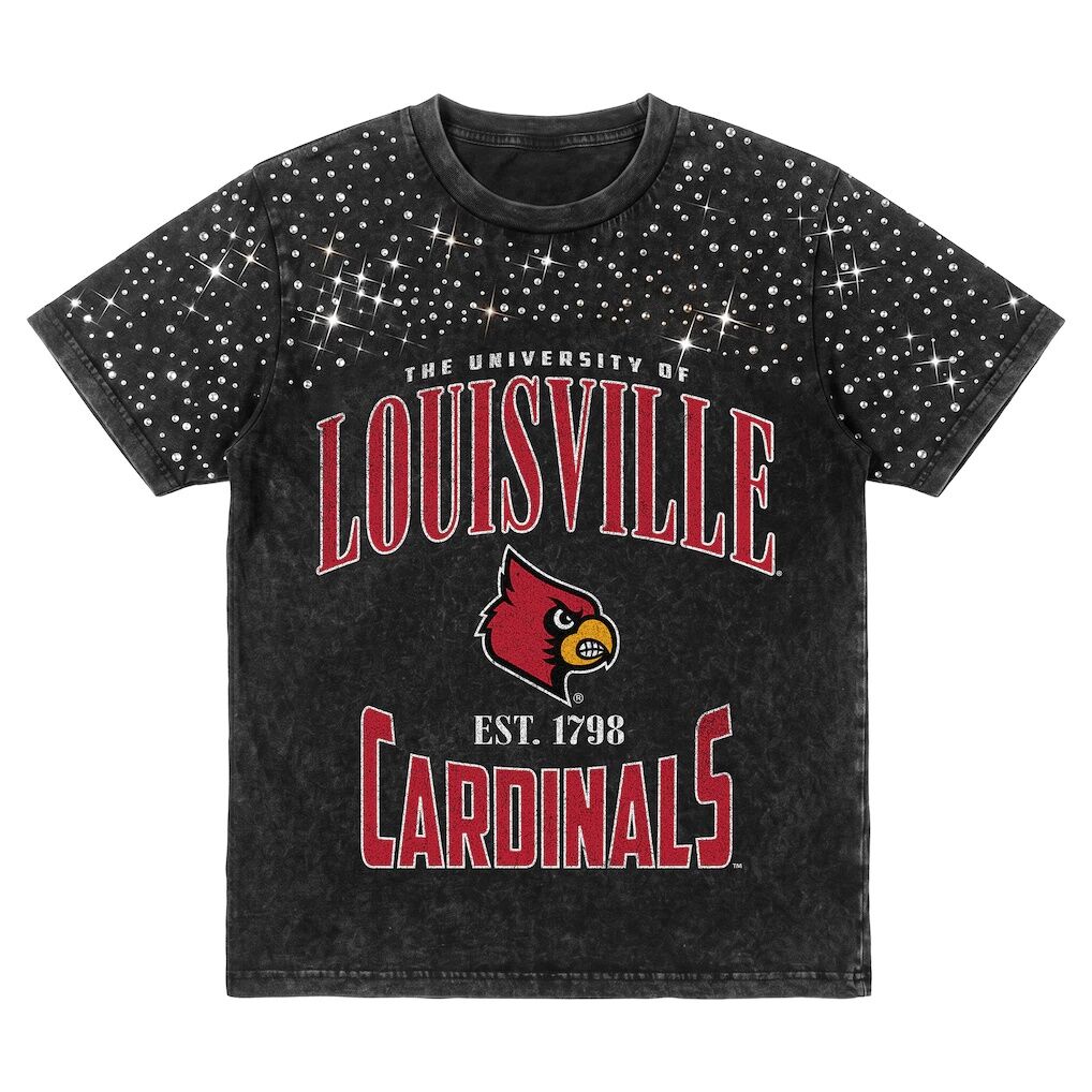 Louisville Cardinals Gameday Couture Women's In the Zone Washed Micro Rhinestone T-Shirt