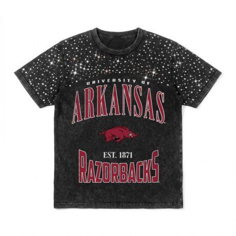 Arkansas Razorbacks Gameday Couture Women's In the Zone Washed Micro Rhinestone T-Shirt - Black - Front View