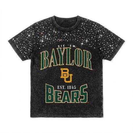 Baylor Bears Gameday Couture Women's In the Zone Washed Micro Rhinestone T-Shirt - Black - Front View