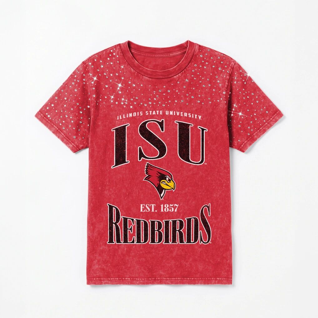 Illinois State Redbirds Gameday Couture Women's Sparkle & Score Washed Micro Rhinestone T-Shirt
