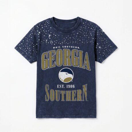 Georgia Southern Eagles Gameday Couture Women's Sparkle & Score Washed Micro Rhinestone T-Shirt - Navy - Front View