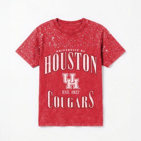 Houston Cougars Gameday Couture Women's Sparkle & Score Washed Micro Rhinestone T-Shirt - Red - Front View