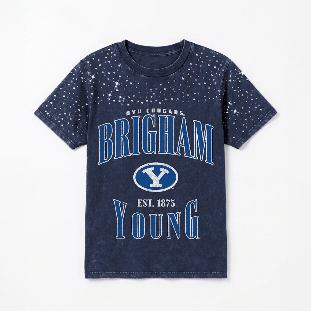 BYU Cougars Gameday Couture Women's Sparkle & Score Washed Micro Rhinestone T-Shirt