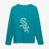 Chicago White Sox Women's Summer Wave Long Sleeve V-Neck T-Shirt - - Front View