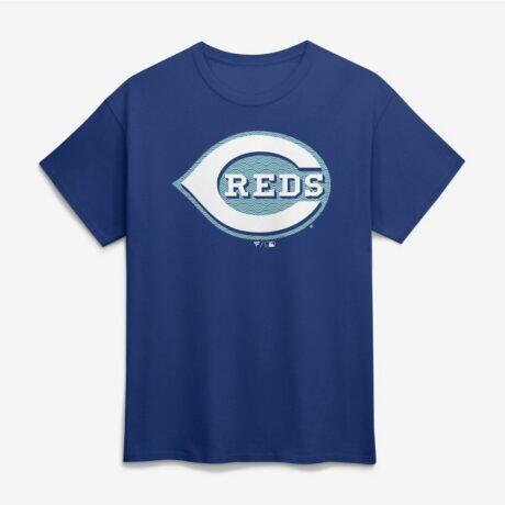 Cincinnati Reds Summer Wave T-Shirt - Blue - Front View