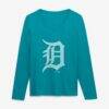 Detroit Tigers Women's Summer Wave Long Sleeve V-Neck T-Shirt - - Front View