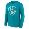 Milwaukee Brewers Summer Wave Long Sleeve T-Shirt - Aqua - Detail View