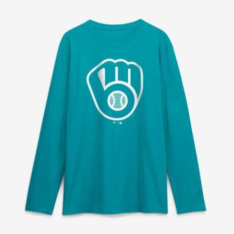 Milwaukee Brewers Summer Wave Long Sleeve T-Shirt - Aqua - Front View