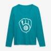 Milwaukee Brewers Women's Summer Wave Long Sleeve V-Neck T-Shirt - - Front View