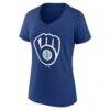 Milwaukee Brewers Women's Summer Wave V-Neck T-Shirt - Blue - Detail View