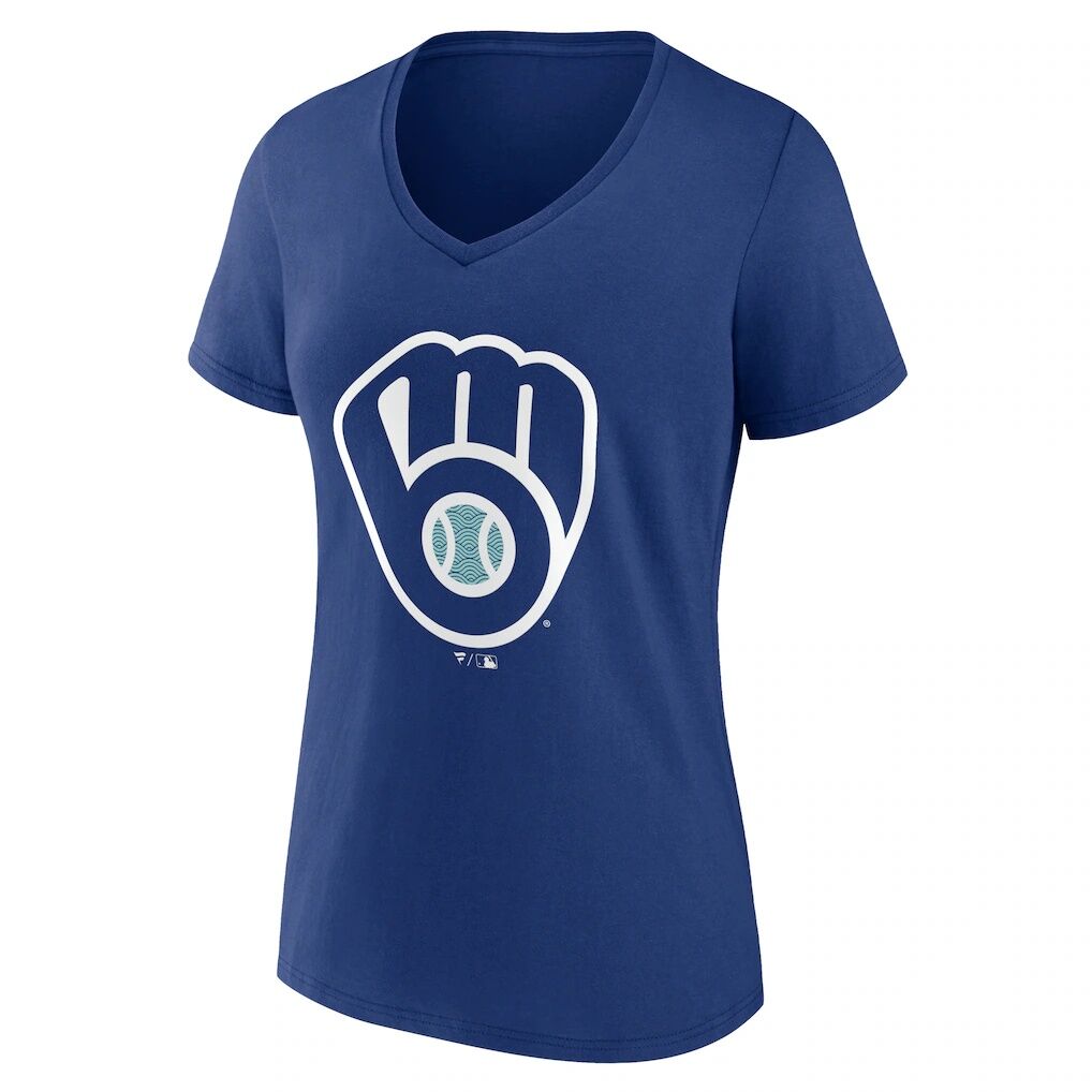 Milwaukee Brewers Women's Summer Wave V-Neck T-Shirt