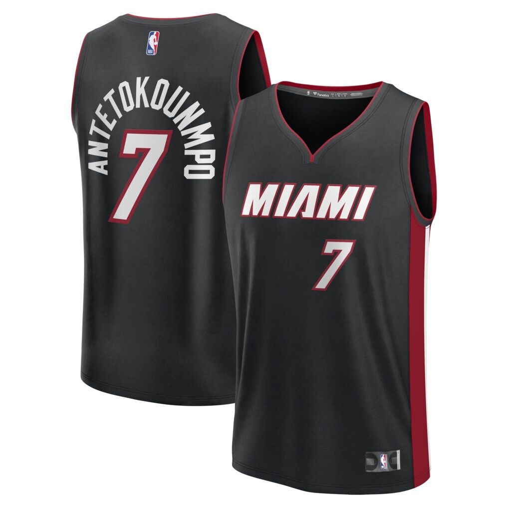 Giannis Antetokounmpo Miami Heat Fashion7 Youth Fast Break Replica Jersey - Black - Icon Edition