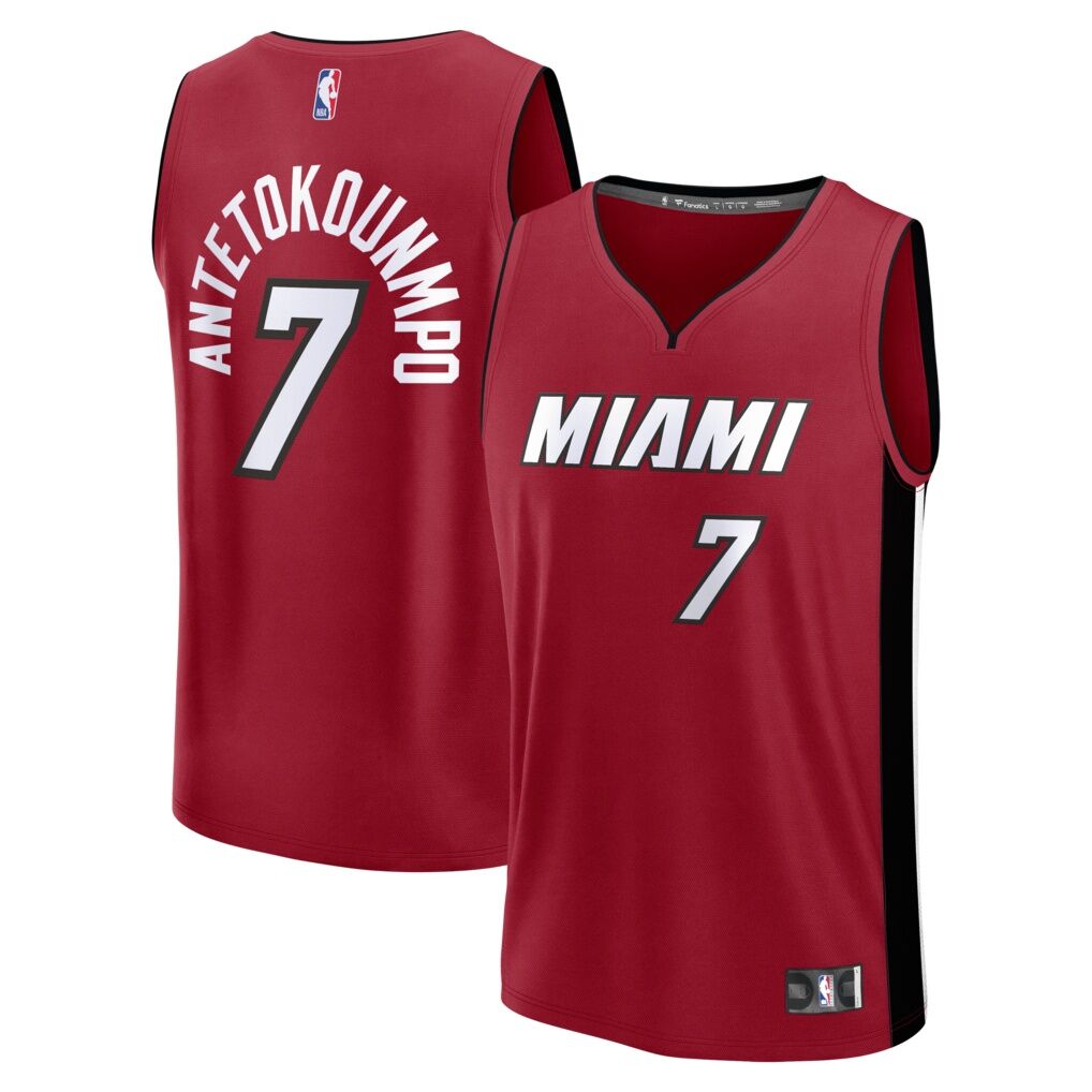 Giannis Antetokounmpo Miami Heat Fashion7 Youth Fast Break Replica Jersey - Red - Statement Edition