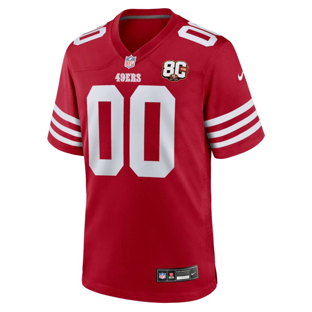 San Francisco 49ers Nike Youth 80th Anniversary Custom Game Jersey - Scarlet