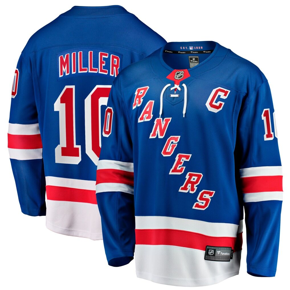 JT Miller New York Rangers Fashion7 Home Captain's Patch Breakaway Jersey
