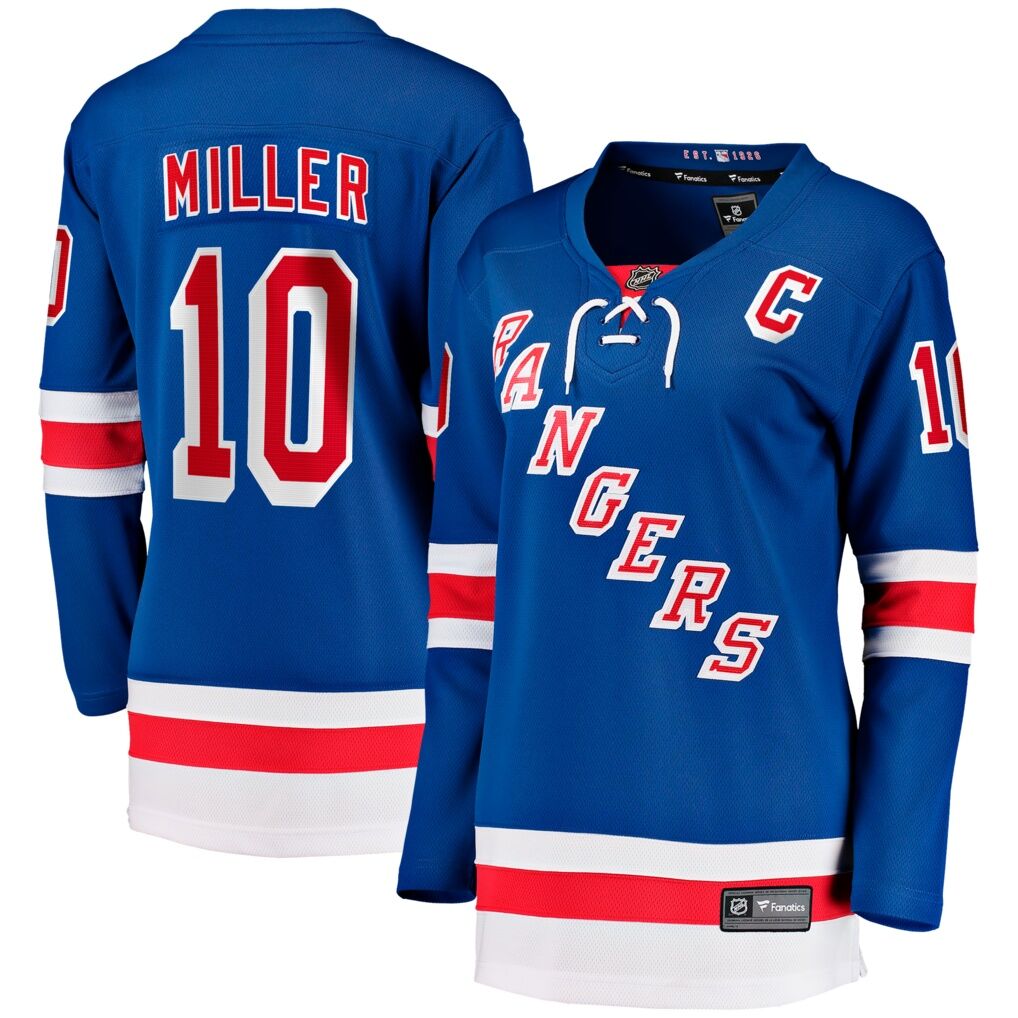JT Miller New York Rangers Fashion7 Women's Home Captain's Patch Breakaway Jersey