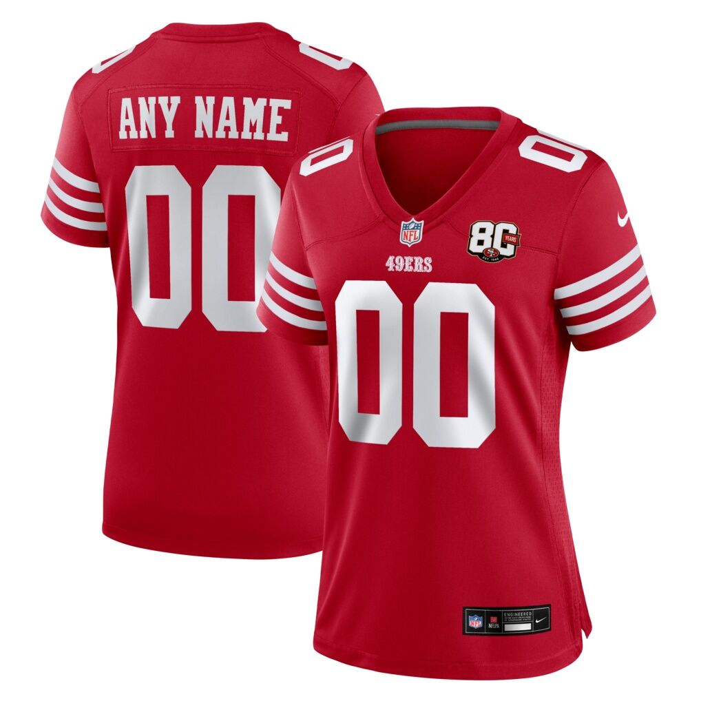 San Francisco 49ers Nike Women's 80th Anniversary Custom Game Jersey - Scarlet