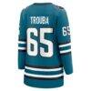 Jacob Trouba San Jose Sharks Fashion7 Women's Home Breakaway Jersey - Teal - Detail View