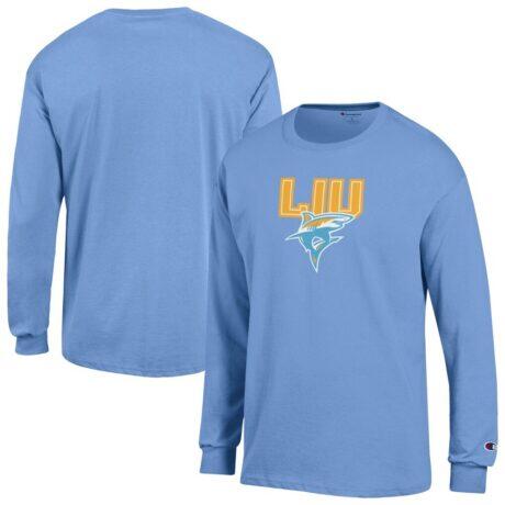 LIU Sharks Champion Campus Long-Sleeve T-Shirt - Light Blue - Front View