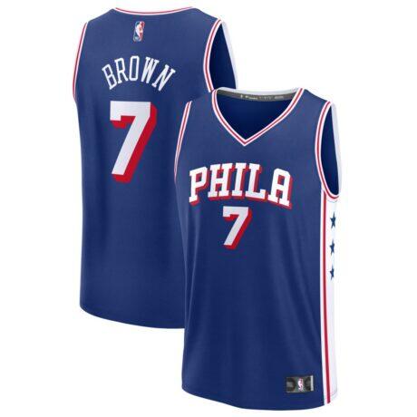 Jaylen Brown Philadelphia 76ers Fashion7 Fast Break Jersey - Icon Edition - Royal - Front View