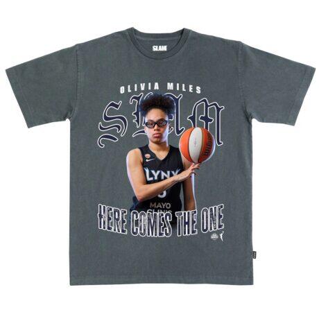 Olivia Miles Minnesota Lynx SLAM Unisex Remix T-Shirt - Charcoal - Front View