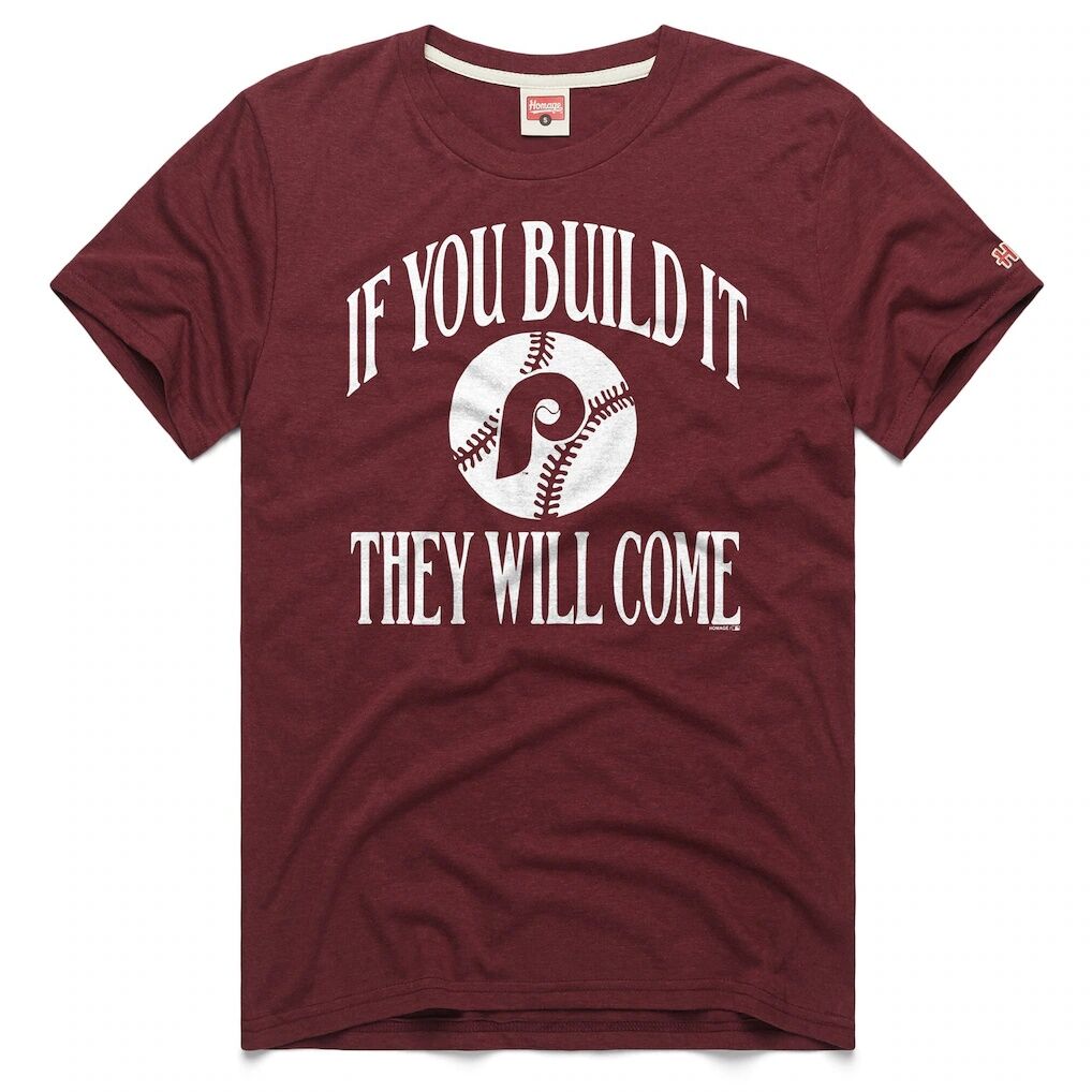 Philadelphia Phillies Homage 2026 Field of Dreams If You Build It Tri-Blend T-Shirt - Burgundy