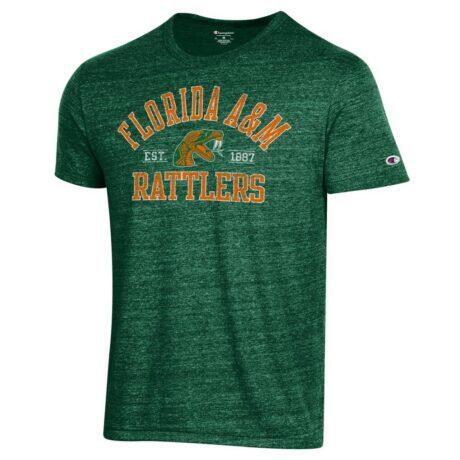 Florida A&M Rattlers Champion Established Date Ultimate Tri-Blend T-Shirt - Green - Front View
