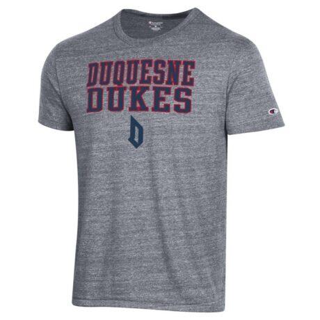 Duquesne Dukes Champion Stacked Ultimate Tri-Blend T-Shirt - Gray - Front View