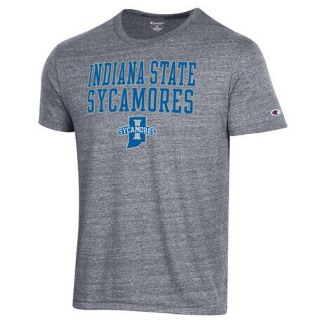 Indiana State Sycamores Champion Stacked Ultimate Tri-Blend T-Shirt - Gray - Front View