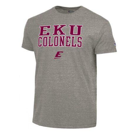 Eastern Kentucky Colonels Champion Stacked Ultimate Tri-Blend T-Shirt - Gray - Front View