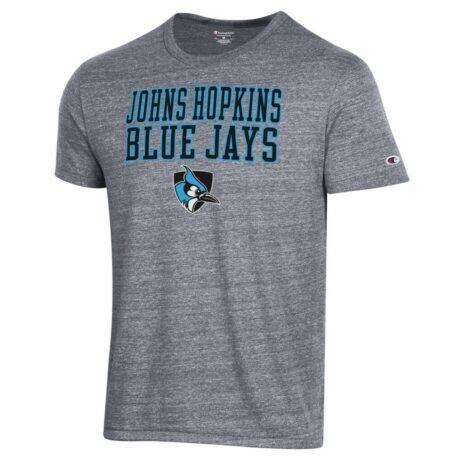 Johns Hopkins Blue Jays Champion Stacked Ultimate Tri-Blend T-Shirt - Gray - Front View
