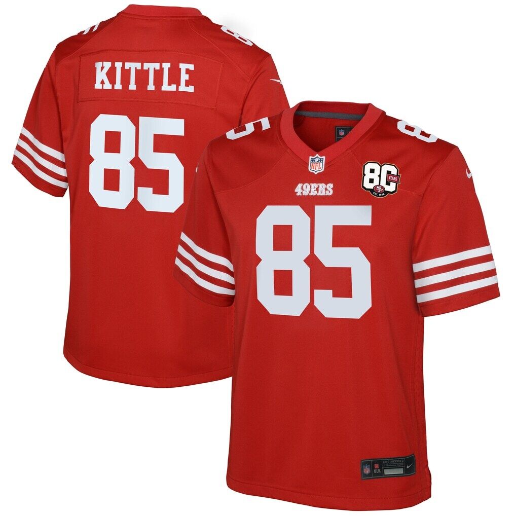 George Kittle San Francisco 49ers Nike Youth 80th Anniversary Game Jersey - Scarlet