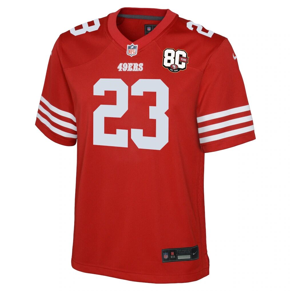 Christian McCaffrey San Francisco 49ers Nike Youth 80th Anniversary Game Jersey - Scarlet
