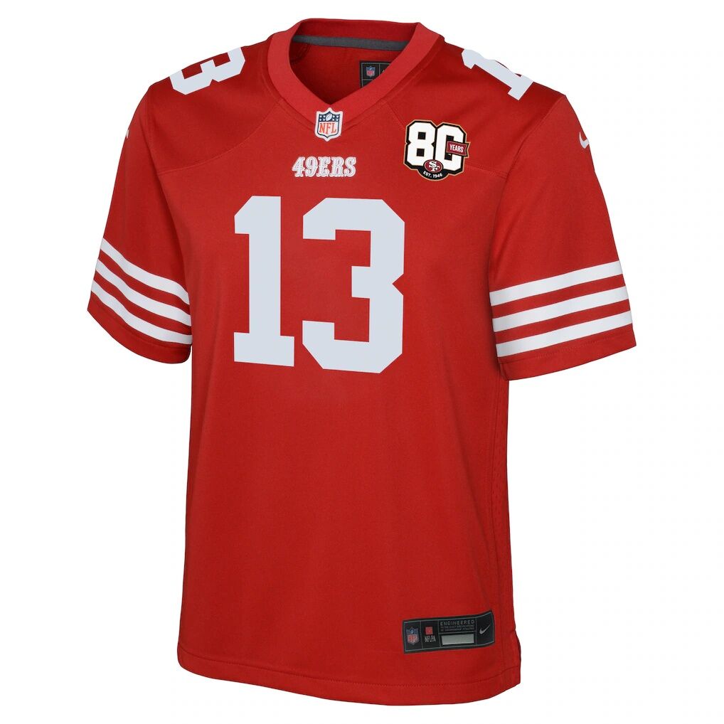 Brock Purdy San Francisco 49ers Nike Youth 80th Anniversary Game Jersey - Scarlet