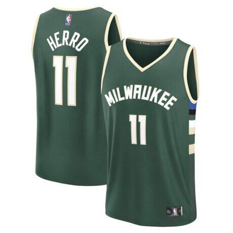Tyler Herro Milwaukee Bucks Fashion7 Youth Fast Break Replica Jersey - Hunter Green - - Front View