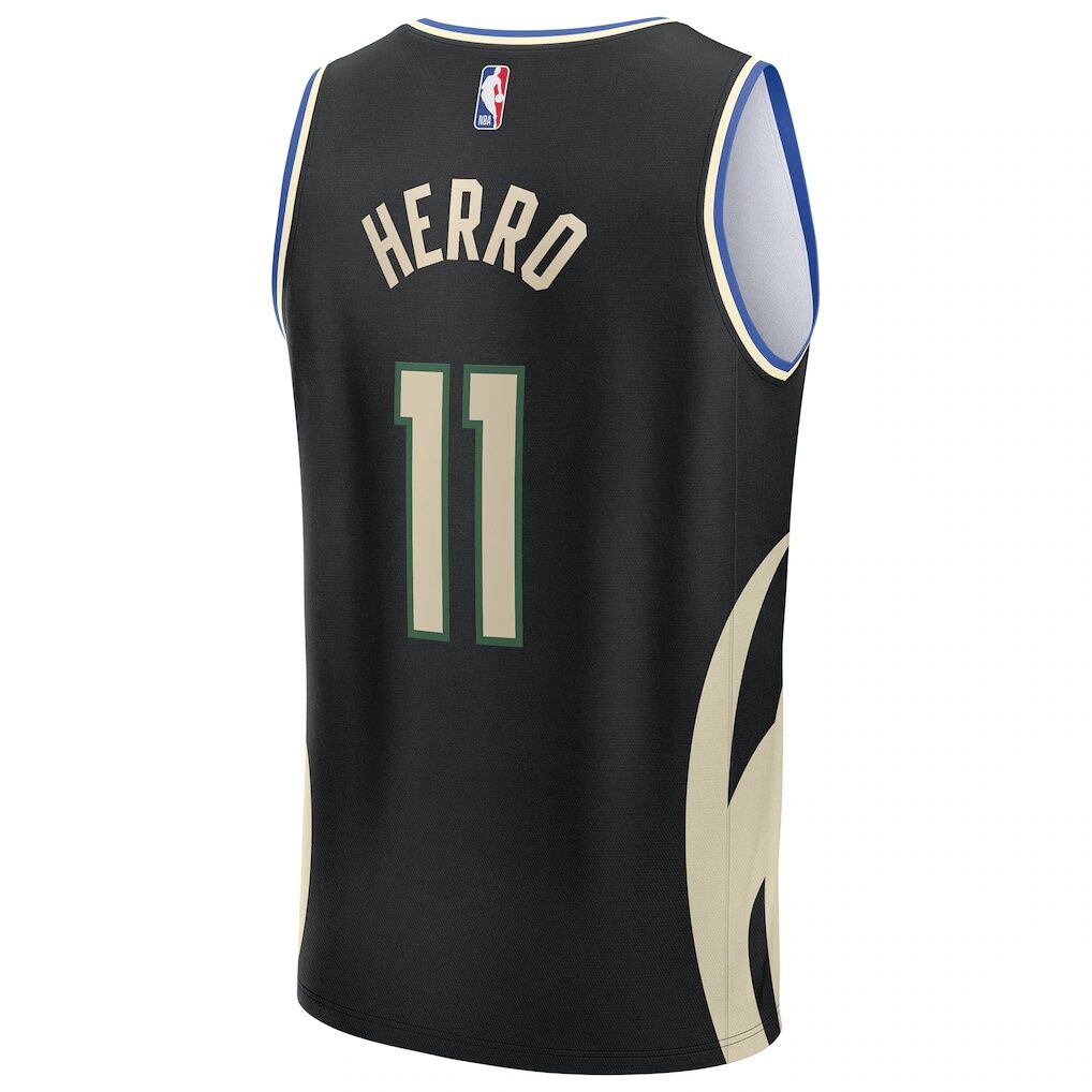 Tyler Herro Milwaukee Bucks Fashion7 Youth Fast Break Replica Jersey - Black - Statement Edition