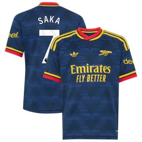Bukayo Saka Arsenal adidas Youth 2026/27 Away Replica Jersey - Navy - Front View