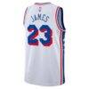 LeBron James Philadelphia 76ers Nike Unisex Swingman Jersey - White - Detail View