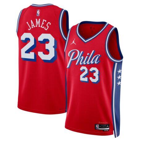 LeBron James Philadelphia 76ers Jordan Brand Unisex Swingman Jersey - Red - Front View