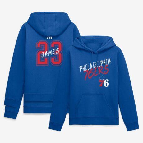 LeBron James Philadelphia 76ers Hustle Name & Number Hoodie - - Front View