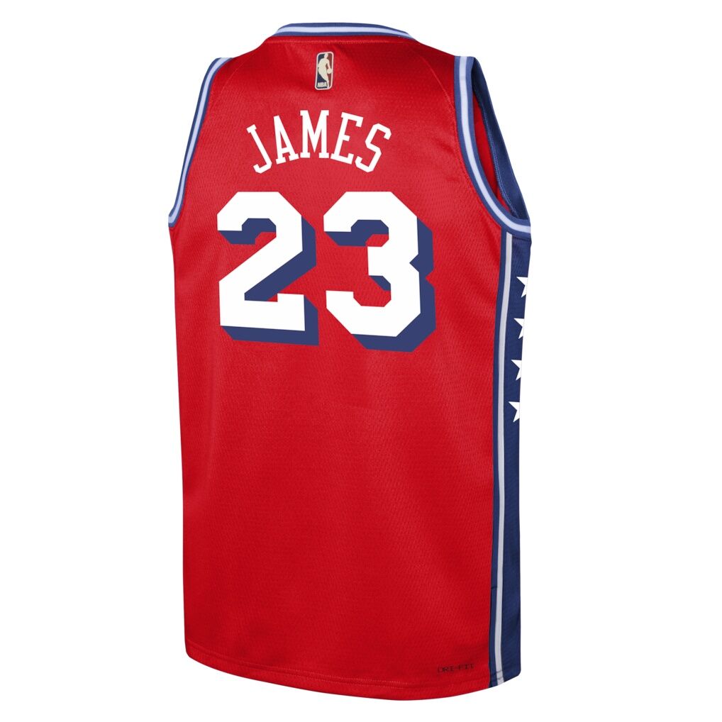 LeBron James Philadelphia 76ers Jordan Brand Youth Swingman Jersey - Red - Statement Edition
